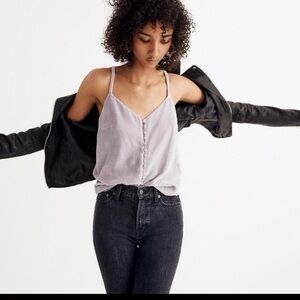 Madewell grey Lavender velvet button-down cami tank size 6 thistle